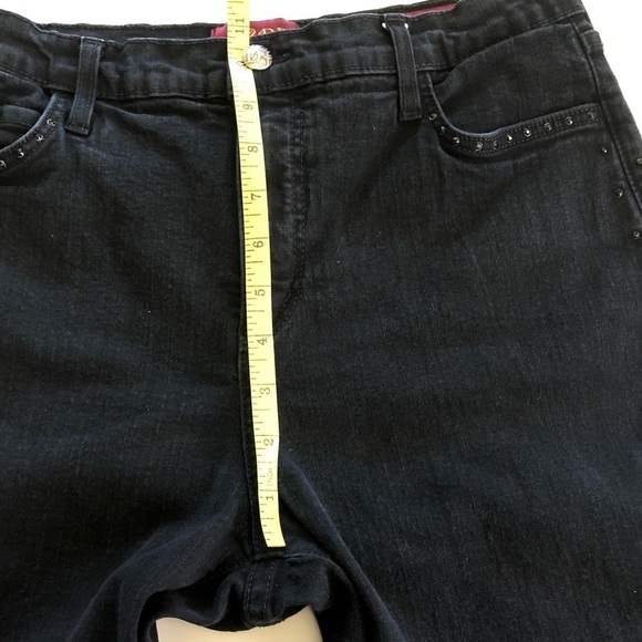 NYDJ Woman’s Denim Tummy Tuck Bootcut Black Rhinestone Jeans Size 14 - Picture 12 of 16
